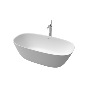 63 inch Freestanding Solid Surface Soaking Bathtub Matte White 25S23A-16PS