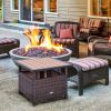 Outsunny Rattan Wicker Outdoor Accent Table with Patio Umbrella Hole, Convenient for Garden