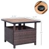 Outsunny Rattan Wicker Outdoor Accent Table with Patio Umbrella Hole, Convenient for Garden