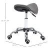 HOMCOM Rolling Saddle Stool Ergonomic PU Leather Height Adjustable Hydraulic Spa Chair Grey