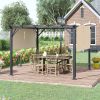 Outsunny 12x10 Retractable Pergola, with Sun Shade Canopy, UV-Fighting and Waterproof, Steel Frame for Backyard, Garden, Patio, Beige
