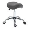 HOMCOM Rolling Saddle Stool Ergonomic PU Leather Height Adjustable Hydraulic Spa Chair Grey