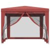 Party Tent with 4 Mesh Sidewalls Red 9.8'x9.8' HDPE