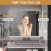 Aluminium Medicine Cabinet Mirror, 35 x 28 Inches Medicine Cabinet with 3 Colors LED Light and Defogging Function