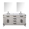 White Oak Double Bath Vanity 60 in. W x 22 in. D, Carrara Marble Top, Faucet Set, and 28 in. Mirrors