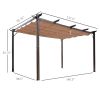 Outsunny 10x13 ft Aluminum Patio Pergola Outdoor Retractable Canopy Backyard Shade Shelter Brown
