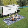 Outsunny RV Patio Carpet 9 x 18 ft Outdoor Mat with Bag Blue White Design