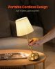 Cordless Table Lamp 2 Pack Rechargeable Battery Desk Lamp Fabric Shade Gold