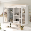 Wall Mounted Medicine Cabinet, Bathroom Wall Cabinet with 2 Glass Doors, Over The Toilet Space Saver Storage Cabinet with Ample Storage, White