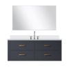 Blue Single Bath Vanity 48 in. W x 22 in. D, Cultured Marble Countertop, 43 in. Mirror and Faucet Set