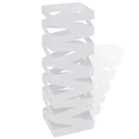 White Square Umbrella Stand Storage Holder Walking Stick Steel 19.1"