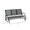 Outsunny 3-Person Outdoor Patio Glider Bench, Porch Glider Swing with 3 Seats, Breathable Mesh Fabric, Metal Frame, Black