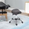 HOMCOM Rolling Saddle Stool Ergonomic PU Leather Height Adjustable Hydraulic Spa Chair Grey