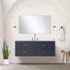 Blue Single Bath Vanity 48 in. W x 22 in. D, Cultured Marble Countertop, 43 in. Mirror and Faucet Set