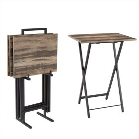 5 Piece Folding TV Tray Table Set,Foldable Sofa Side Table,End Table,Snack Table,Save Space,Grey