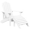 Patio Adirondack Chair with Footstool & Table HDPE White