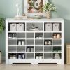 ON-TREND Sleek Design 24 Shoe Cubby Console, Modern Shoe Cabinet with Curved Base, Versatile Sideboard with High-quality for Hallway, Bedroom