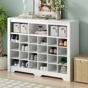 ON-TREND Sleek Design 24 Shoe Cubby Console, Modern Shoe Cabinet with Curved Base, Versatile Sideboard with High-quality for Hallway, Bedroom