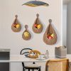 Xemussa 1pc kitchen tear drop basket, hand woven fruit basket Bohemian wall mounted storage food basket, suitable for fruits, vegetables, potatoes