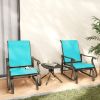 Outsunny 3-Piece Outdoor Gliders Set Bistro Set with Steel Frame, Tempered Glass Top Table for Patio, Garden, Bright Blue
