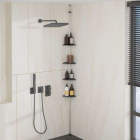 4-Tier Telescopic Shower Corner Shelf Silver Aluminum