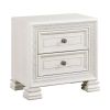 Classic Luxury Pearl White Finish Nightstand of 2x Drawers Wooden Bedroom Furniture 1pc, Dart Molding Design