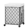 Laundry Basket with Wheels, Rolling Laundry Hamper, Detachable and washable lining, metal frame, suitable for bedrooms, bathrooms, laundry rooms