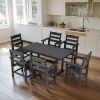 7 Piece HDPE Patio Outdoor Furniture Set for 6, Dining Table and Chairs,51'' Outdoor Dining Table , Outdoor Dining Set for Garden, Backyard, Lawn