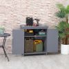 Outsunny Patio Storage Cabinet, with Galvanized Top and Shelves, Rust Proof, Double-door with Handle, Elevated Feet, for Yard Tool, Grey