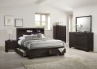 Modern bedroom Storage Eastern King Size Bed Drawers Storage Headboard Footboard 1pc Bed Only.