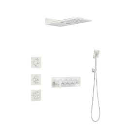 Wall Mounted Waterfall Rain Shower System With 3 Body Sprays & Handheld Shower