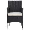 Patio Dining Chairs 2pcs Poly Rattan Black