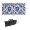 Outsunny RV Patio Carpet 9 x 18 ft Outdoor Mat with Bag Blue White Design