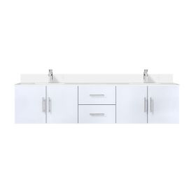 Glossy White Double Bath Vanity 80 in. W x 22 in. D, Cultured Marble Top, and Faucet Set