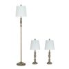 Modern Farmhouse 3-Pack Table and Floor Lamp Set; Wood