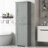 Tall Bathroom Storage Cabinet, Freestanding Storage Cabinet with Drawer and Adjustable Shelf, MDF Board with Painted Finish