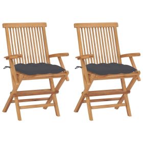 Patio Chairs with Anthracite Cushions 2 pcs Solid Teak Wood