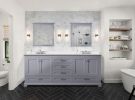 Dark Grey Double Bath Vanity 80 in. W x 22 in. D, Cultured Marble Top, and 30 in. Mirrors