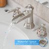 Bathroom Faucets for Sink 3 Hole Brushed Nickel 8 inch Widespread Bathroom Sink Faucet with Pop Up Drain Double Lever Handle Faucet Bathroom Vanity Fa