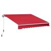 Outsunny 12' x 10' Manual Retractable Awning Outdoor Sunshade Shelter for Patio, Balcony, Yard, with Adjustable & Versatile Design, Wine Red