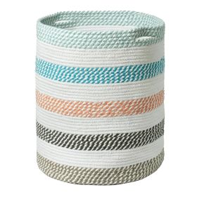 Recycled Cotton Laundry Basket Multicolor Melange Woven Rope Blanket Storage Basket Toys Towels Laundry and Living Room Organization  15x15x17.7 inch