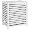 HOMCOM Bamboo Laundry Hamper with Lid, Laundry Basket with Removable Liner Bag, Dirty Clothes Hamper, 19.75 x 14.25 x 23.5 Inches, White