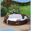 Qaba 47" Round Kids Sandbox with Cover, 3 Seats, Waterproof Bottom Liner, for Backyard, Lawn, Garden, Beach, Patio, Brown