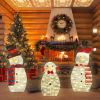 3Pcs 2D Christmas Snowman Yard Decoration Snowman Family Outdoor Decoration With 60Pcs LED Warm Yellow Lights IP44 Waterproof For Christmas Indoor Out