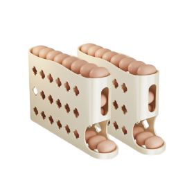 2Pcs/Set Multi-layer Household Refrigerator Side Door Rolling Egg Storage Box (Type: Egg Storage Box, Color: Cream)