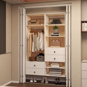Tall Closet System with Closet Drawers,White Walk-in Closet Organizers and Storager (size: A2A3)