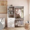 Tall Closet System with Closet Drawers,White Walk-in Closet Organizers and Storager
