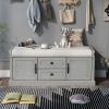 Storage Bench with 2 Drawers and 2 Cabinets,Shoe Bench with Removable Cushion for Living Room,Entryway
