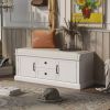 Storage Bench with 2 Drawers and 2 Cabinets,Shoe Bench with Removable Cushion for Living Room,Entryway