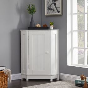 Bathroom Cabinet Triangle Corner Storage Cabinet with Adjustable Shelf Modern Style MDF Board (Material: MDF, Color: White)